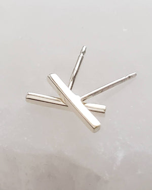 Little Modern Bar Studs • Silver Bar Earrings • Dainty Minimalist Studs • Tiny Bar Studs • Multiple Piercings