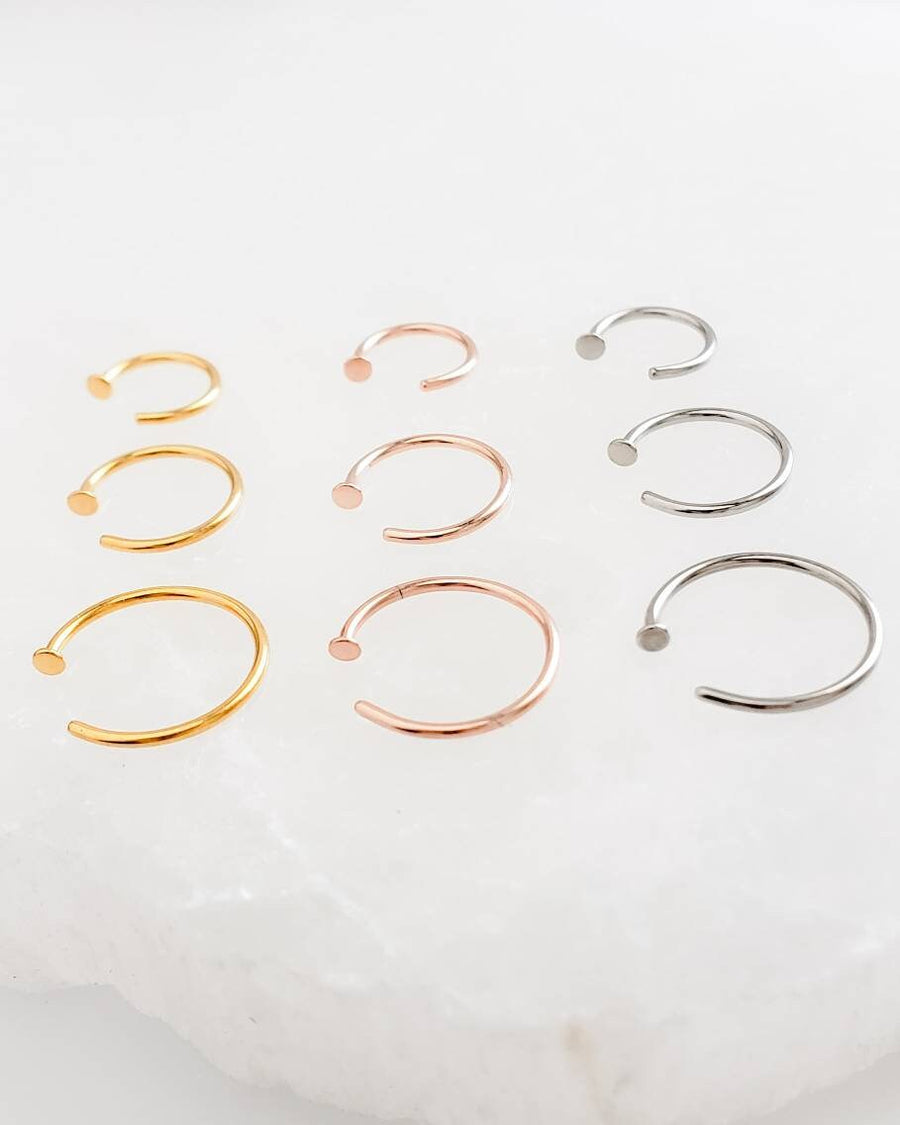 Tiny Dot Hug Hoops • 20 Gauge • Thin Dot Hoops • Open Skinny Hoop • Modern Hoops • Dainty Hug Hoops • Delicate Nose Ring • Surgical Steel