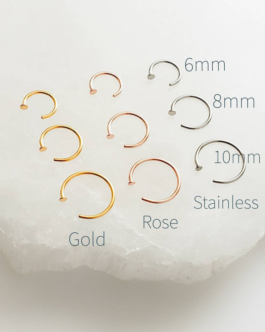 Tiny Dot Hug Hoops • 20 Gauge • Thin Dot Hoops • Open Skinny Hoop • Modern Hoops • Dainty Hug Hoops • Delicate Nose Ring • Surgical Steel