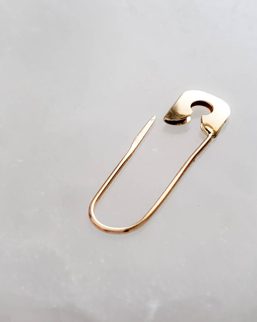 14k Safety Pin Earring • Modern Style • Simple Gold Safety Pin • 14 Karat Gold Safety Pin Ear Wire • Minimalist Earring