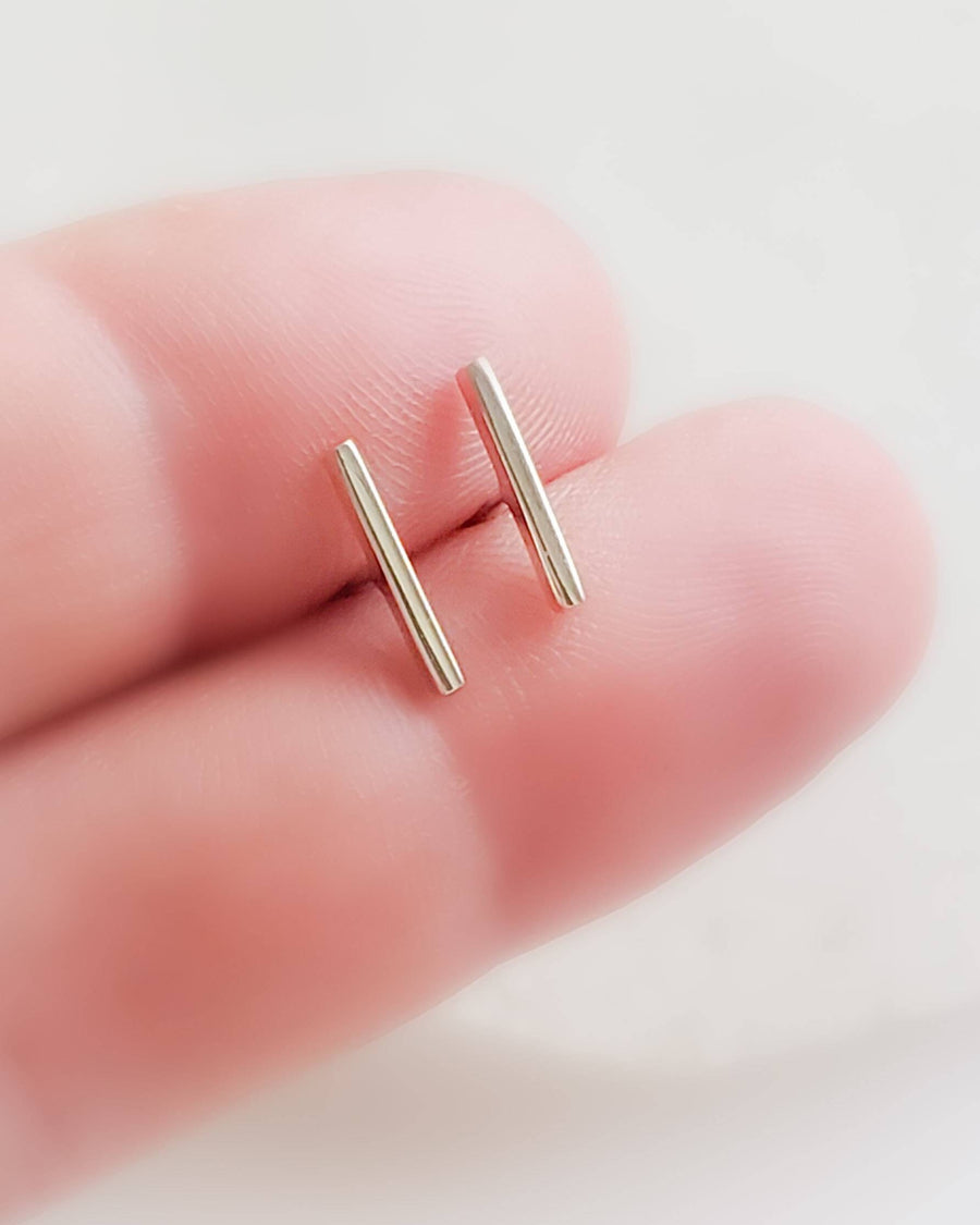 Little Modern Bar Studs • Silver Bar Earrings • Dainty Minimalist Studs • Tiny Bar Studs • Multiple Piercings