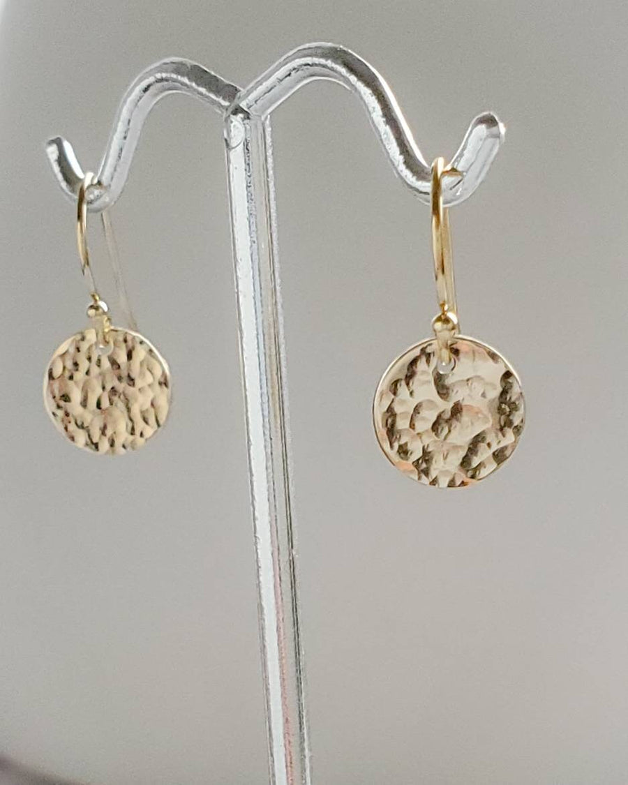 Gold Disk Earrings • Gold Coins • Hammered Disc Drops • Simple Gold Earrings • Minimalist Jewelry • Circle Earrings