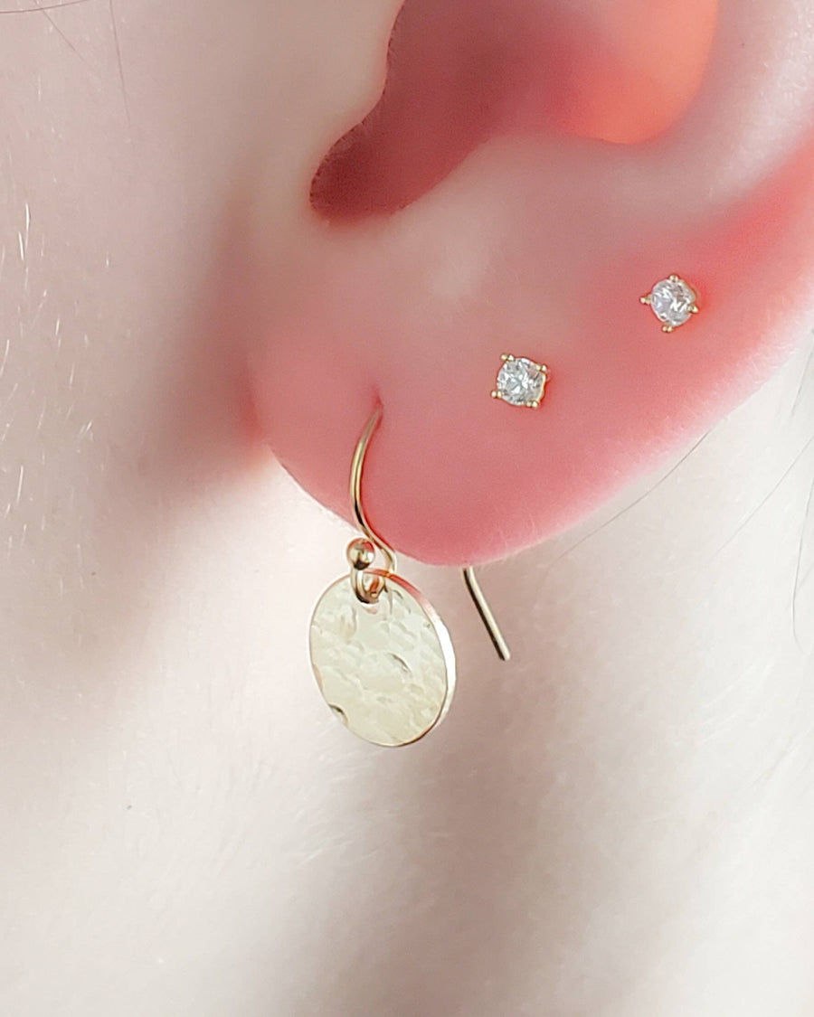 Gold Disk Earrings • Gold Coins • Hammered Disc Drops • Simple Gold Earrings • Minimalist Jewelry • Circle Earrings