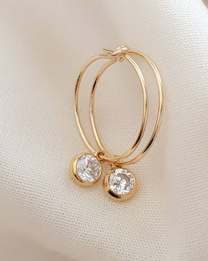 Gold Hoop & CZ Drop Earrings