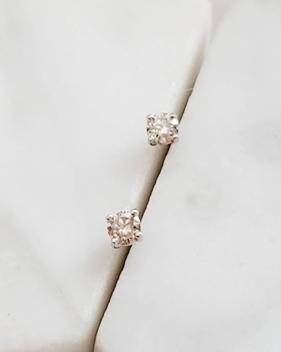 Dainty Diamond Studs • Tiny Champagne Gold Diamond Earrings • Classic Diamond Studs • Delicate Earrings • Genuine Diamonds • Full Cut