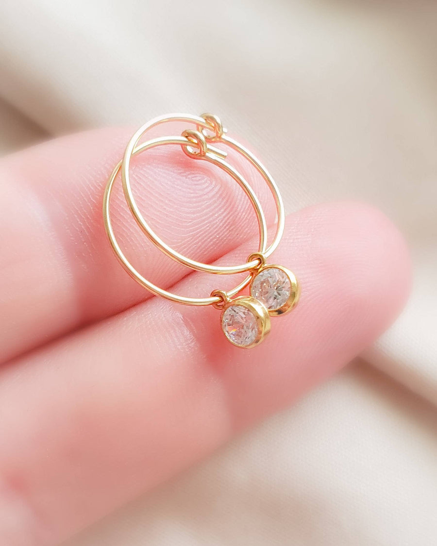 Gold Hoop & CZ Drop Earrings