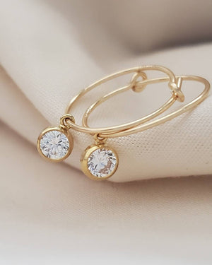 Gold Hoop & CZ Drop Earrings