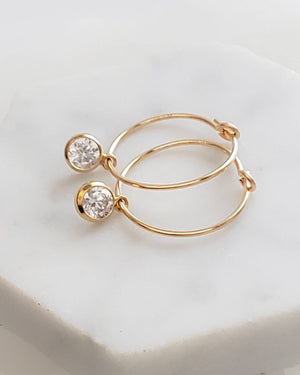 Gold Hoop & CZ Drop Earrings