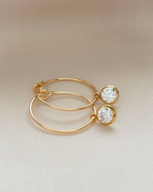 Gold Hoop & CZ Drop Earrings