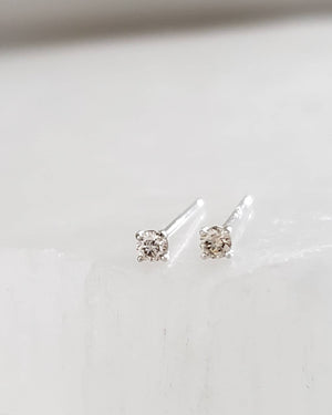 Dainty Diamond Studs • Tiny Champagne Gold Diamond Earrings • Classic Diamond Studs • Delicate Earrings • Genuine Diamonds • Full Cut