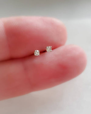 Dainty Diamond Studs • Tiny Champagne Gold Diamond Earrings • Classic Diamond Studs • Delicate Earrings • Genuine Diamonds • Full Cut