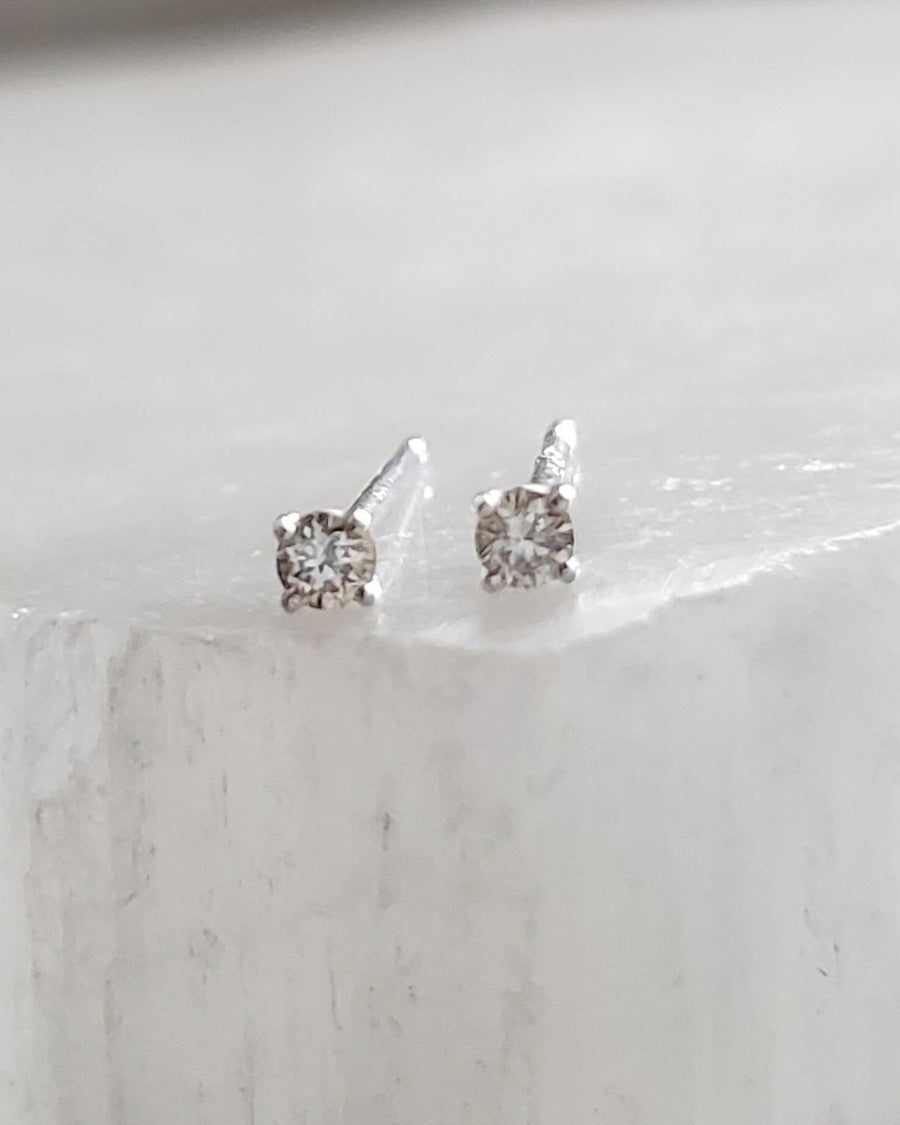 Dainty Diamond Studs • Tiny Champagne Gold Diamond Earrings • Classic Diamond Studs • Delicate Earrings • Genuine Diamonds • Full Cut