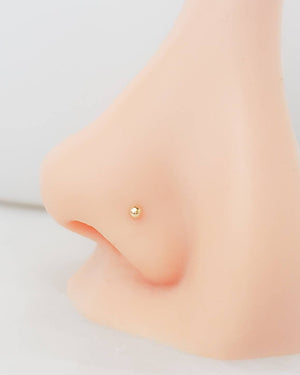 14K Gold Nose Stud • 20G • Tiny Ball or Button Top Nose Stud • L Bend • Delicate Nose Stud • Minimalist • Round Gold Ball • Dainty Nose Bead