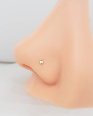 14K Gold Nose Stud • 20G • Tiny Ball or Button Top Nose Stud • L Bend • Delicate Nose Stud • Minimalist • Round Gold Ball • Dainty Nose Bead