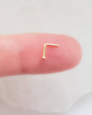 14K Gold Nose Stud • 20G • Tiny Ball or Button Top Nose Stud • L Bend • Delicate Nose Stud • Minimalist • Round Gold Ball • Dainty Nose Bead