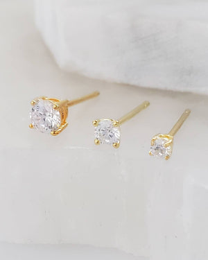 Tiny Sparkle Studs • CZ Set • Little Crystal Earring Studs • Delicate Stud Set • Multiple Piercing Set • Mixed Stud Set • Cubic Zirconia