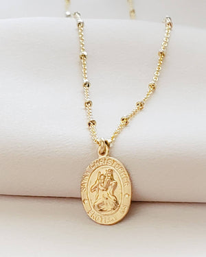 Dainty St. Christopher Necklace • Saint Christopher Medallion • Patron Saint of Travelers • Protection • Religious Jewelry