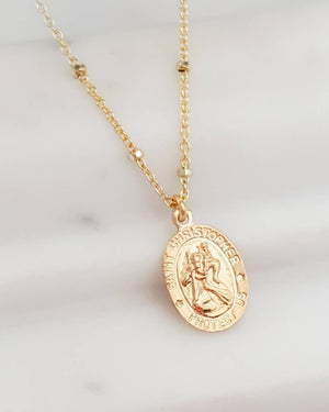 Dainty St. Christopher Necklace • Saint Christopher Medallion • Patron Saint of Travelers • Protection • Religious Jewelry