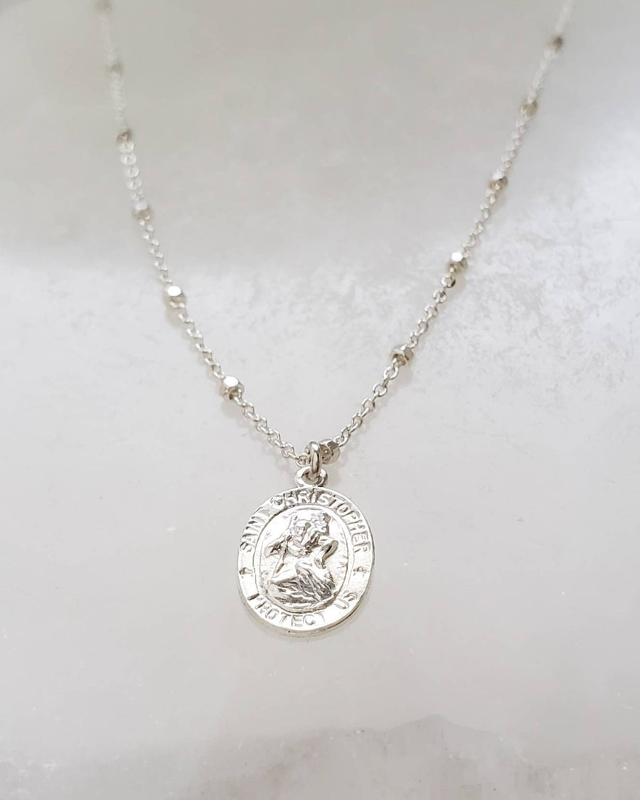 Dainty St. Christopher Necklace • Saint Christopher Medallion • Patron Saint of Travelers • Protection • Religious Jewelry