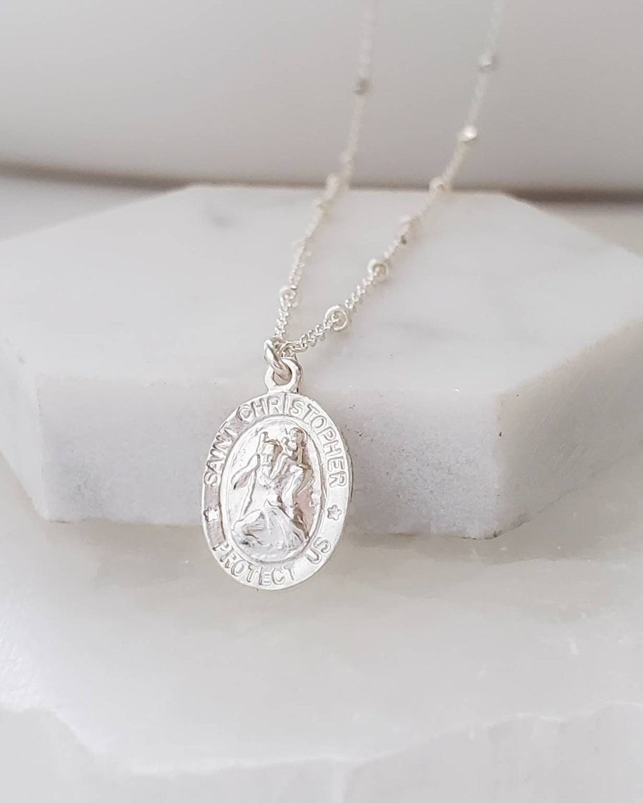 Dainty St. Christopher Necklace • Saint Christopher Medallion • Patron Saint of Travelers • Protection • Religious Jewelry