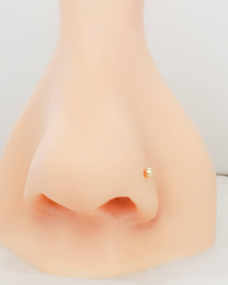 14K Gold Nose Stud • 20G • Tiny Ball or Button Top Nose Stud • L Bend • Delicate Nose Stud • Minimalist • Round Gold Ball • Dainty Nose Bead