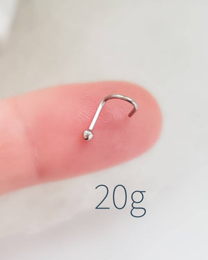 Ball or Dome Nose Stud • 18g or 20g • Surgical Steel • Tiny Ball Top Nose Screw • Delicate Nose Stud • Minimalist • Round 2mm Ball • Dainty