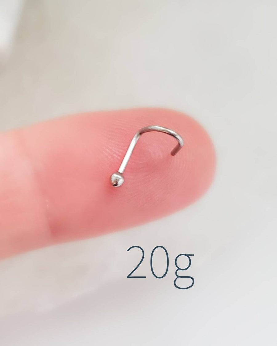 Ball or Dome Nose Stud • 18g or 20g • Surgical Steel • Tiny Ball Top Nose Screw • Delicate Nose Stud • Minimalist • Round 2mm Ball • Dainty