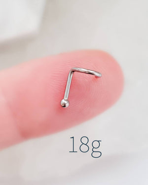 Ball or Dome Nose Stud • 18g or 20g • Surgical Steel • Tiny Ball Top Nose Screw • Delicate Nose Stud • Minimalist • Round 2mm Ball • Dainty