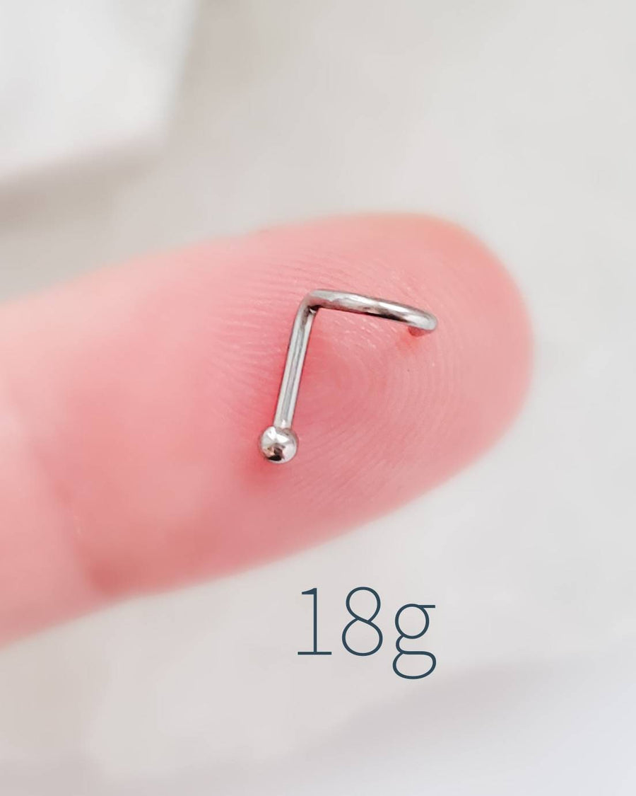 Ball or Dome Nose Stud • 18g or 20g • Surgical Steel • Tiny Ball Top Nose Screw • Delicate Nose Stud • Minimalist • Round 2mm Ball • Dainty