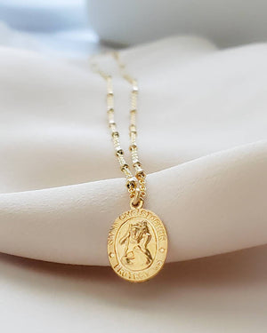 Dainty St. Christopher Necklace • Saint Christopher Medallion • Patron Saint of Travelers • Protection • Religious Jewelry