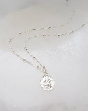 Dainty St. Christopher Necklace • Saint Christopher Medallion • Patron Saint of Travelers • Protection • Religious Jewelry