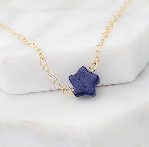 Lapis Star Necklace • Tiny Blue Star • Celestial Charm • Gift For Her • Lapis Lazuli Necklace • Waterproof • Best Friend Gift • Dainty