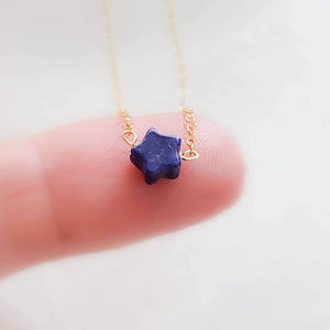 Lapis Star Necklace • Tiny Blue Star • Celestial Charm • Gift For Her • Lapis Lazuli Necklace • Waterproof • Best Friend Gift • Dainty