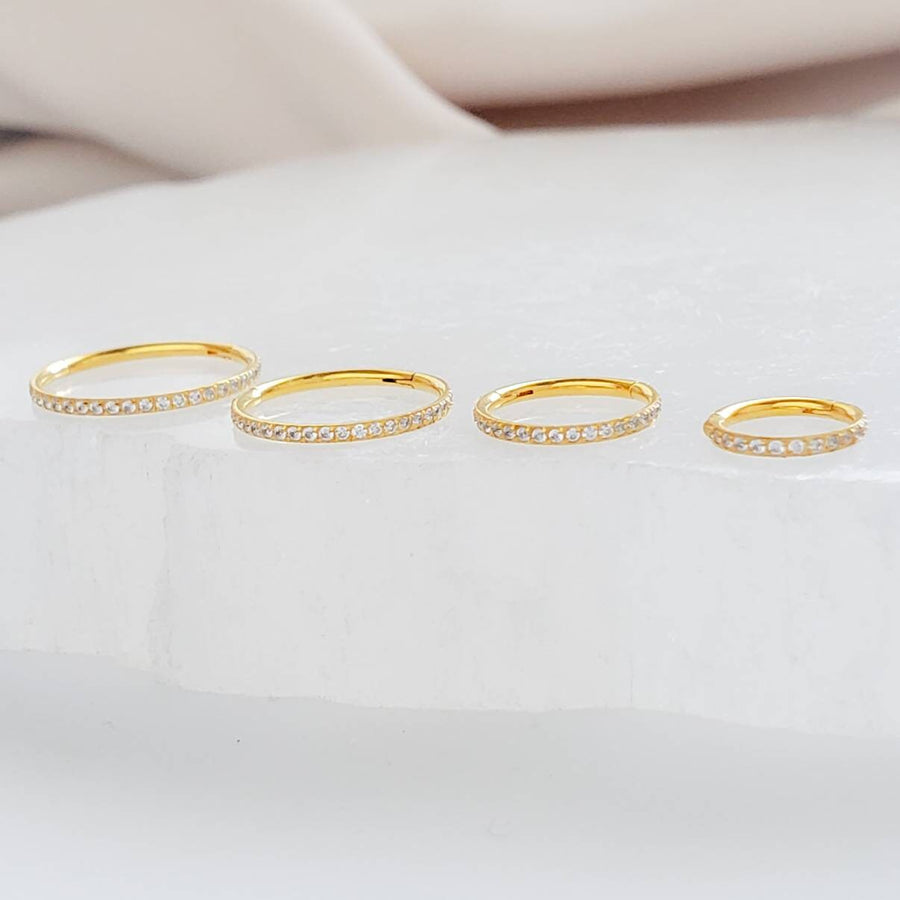 Micro Pavé Clicker Hoops • Diamond CZ Pave Hoops • Tiny Sparkle Hoops • Sleeper Hoops • Tragus Cartilage Conch • Nose Ring • 18g or 16g