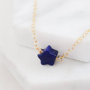 Lapis Star Necklace • Tiny Blue Star • Celestial Charm • Gift For Her • Lapis Lazuli Necklace • Waterproof • Best Friend Gift • Dainty