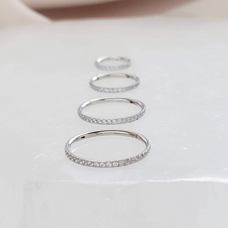 Micro Pavé Clicker Hoops • Diamond CZ Pave Hoops • Tiny Sparkle Hoops • Sleeper Hoops • Tragus Cartilage Conch • Nose Ring • 18g or 16g