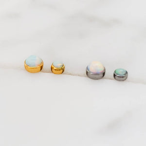 Opal Studs • Threaded Ball Back Studs • 18g Earring Studs • Body Jewelry • Blue or White Opals • Tiny Studs • Delicate Piercing Jewelry