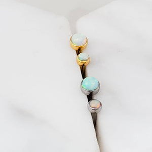 Opal Studs • Threaded Ball Back Studs • 18g Earring Studs • Body Jewelry • Blue or White Opals • Tiny Studs • Delicate Piercing Jewelry