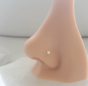 Tiny Star 14K Gold Nose Stud • 20G • 3mm Star • L Bend • Delicate Nose Stud • Minimalist • Dainty • Yellow or White Gold