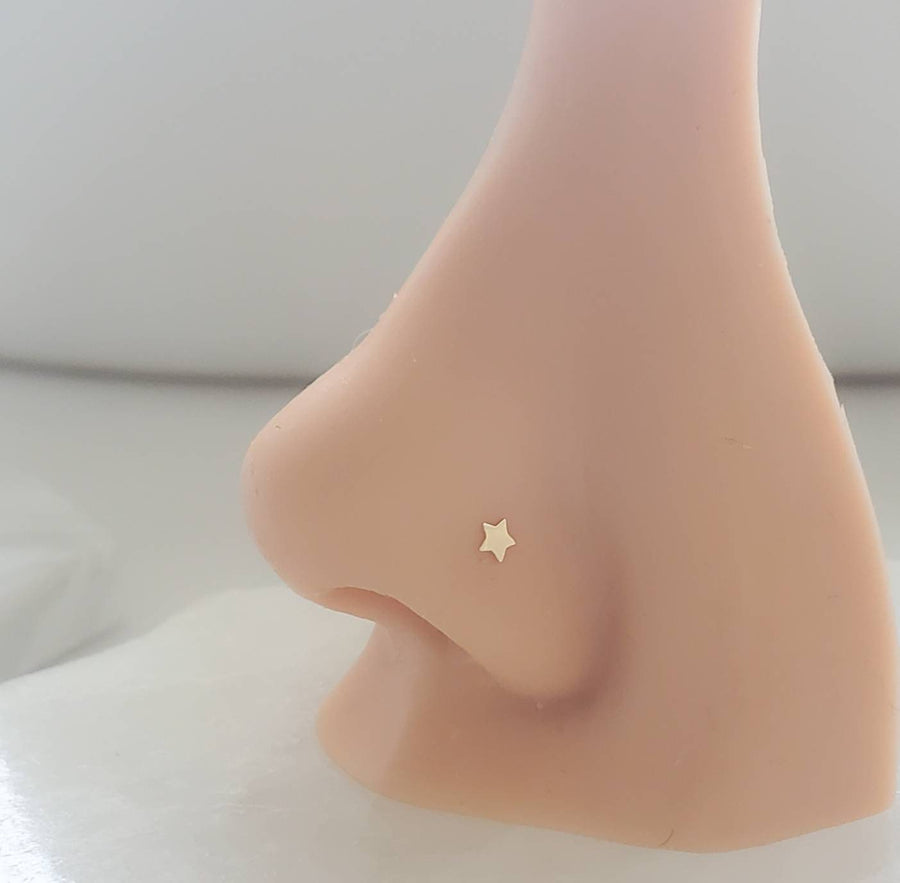 Tiny Star 14K Gold Nose Stud • 20G • 3mm Star • L Bend • Delicate Nose Stud • Minimalist • Dainty • Yellow or White Gold