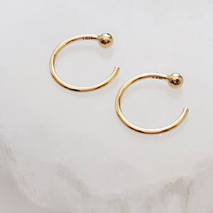 14k Gold Hug Hoops • 20g • Thin Ball Hoops • Open Ball Hoop • Modern Hoops • Dainty Hug Hoops • Delicate Open Hoops • Nose Hoop • Earrings