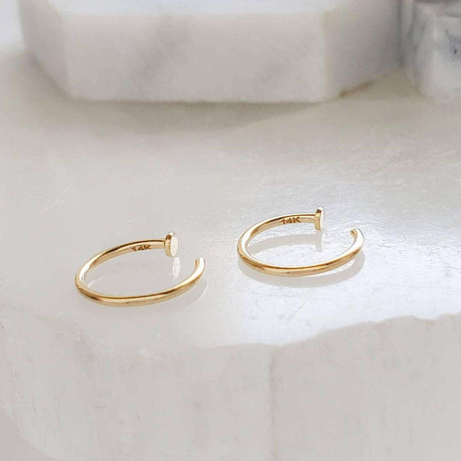 14k Gold Nose Hoop • 18 Gauge or 20 Gauge • 14 Karat Gold • Open Skinny Hoop • Modern Nose Hoop • Dainty Hug Hoop • Nose Piercing