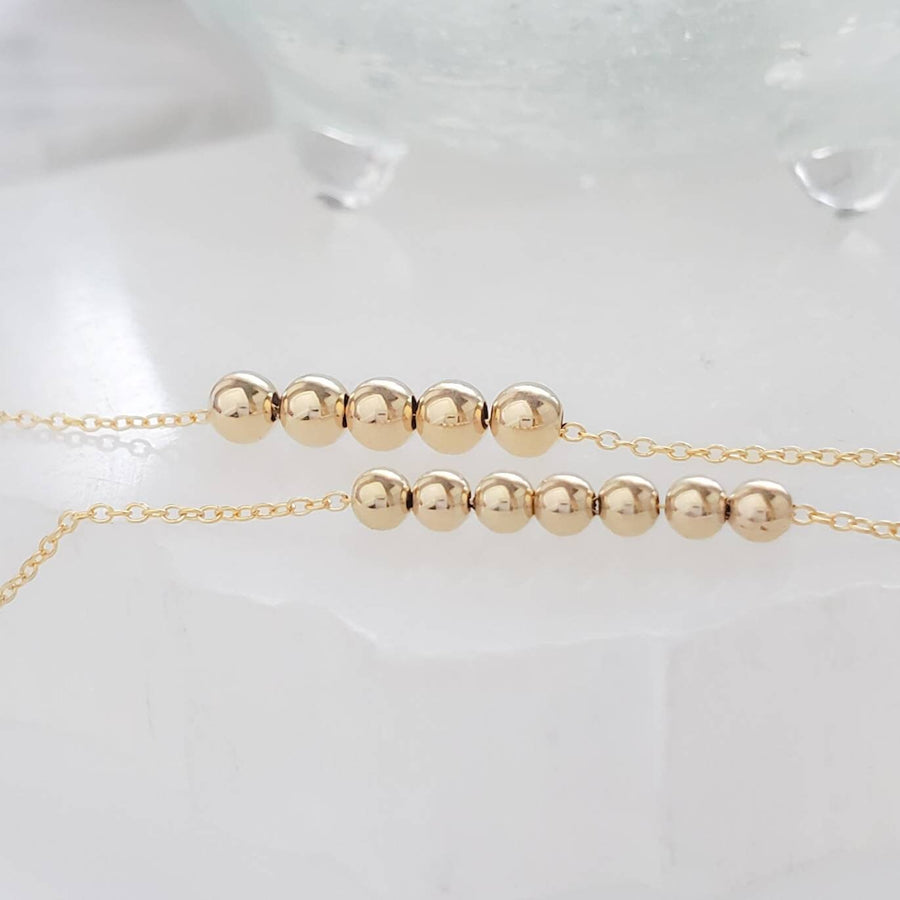 Floating Bead Necklace • Delicate Gold Necklace • Multiple Bead Necklace • Customize • Personalize • Dainty Jewelry • Minimalist Style