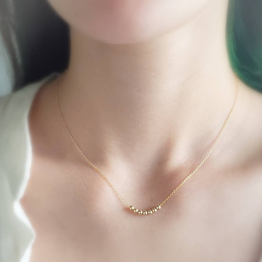 Floating Bead Necklace • Delicate Gold Necklace • Multiple Bead Necklace • Customize • Personalize • Dainty Jewelry • Minimalist Style