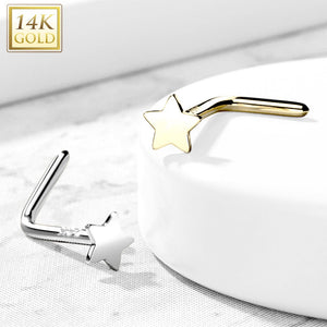 Tiny Star 14K Gold Nose Stud • 20G • 3mm Star • L Bend • Delicate Nose Stud • Minimalist • Dainty • Yellow or White Gold