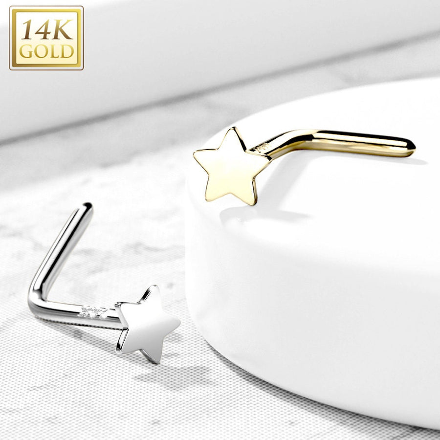 Tiny Star 14K Gold Nose Stud • 20G • 3mm Star • L Bend • Delicate Nose Stud • Minimalist • Dainty • Yellow or White Gold