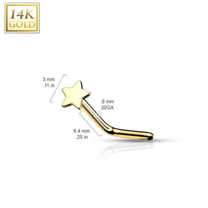 Tiny Star 14K Gold Nose Stud • 20G • 3mm Star • L Bend • Delicate Nose Stud • Minimalist • Dainty • Yellow or White Gold