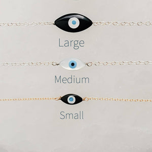 Dainty Evil Eye Necklace • Mother of Pearl Evil Eye • Delicate Necklace • Good Luck • Protection • Black or White Evil Eye