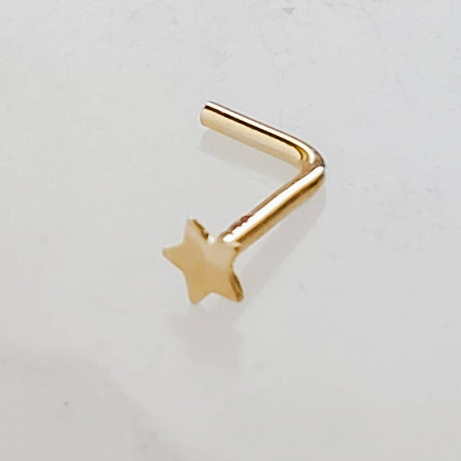 Tiny Star 14K Gold Nose Stud • 20G • 3mm Star • L Bend • Delicate Nose Stud • Minimalist • Dainty • Yellow or White Gold