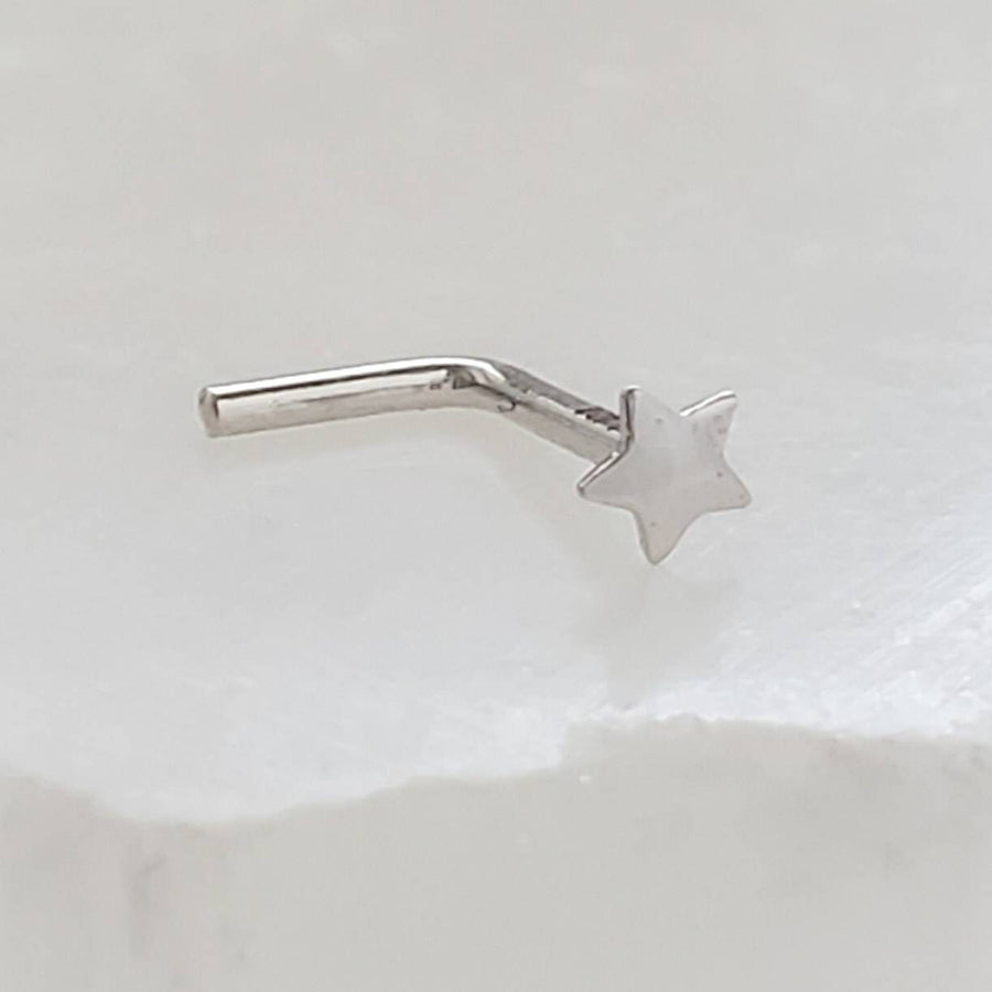 Tiny Star 14K Gold Nose Stud • 20G • 3mm Star • L Bend • Delicate Nose Stud • Minimalist • Dainty • Yellow or White Gold